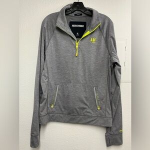 Abercrombie & Fitch Heather Gray Jacket with Neon Yellow Details